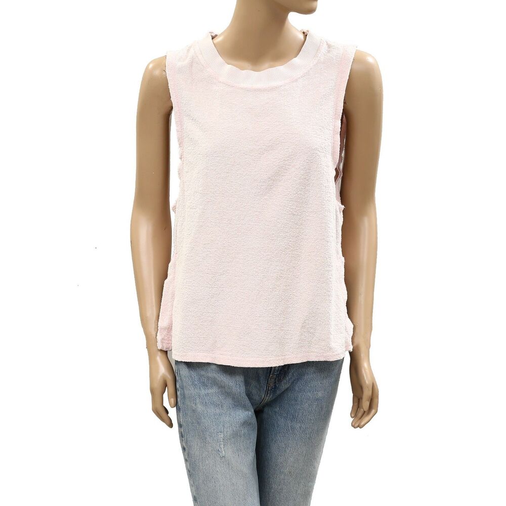 Free People FP Movement Towel Terry Relaxed Blouse Top Pullover Cotton M 287333 - Picture 3 of 7